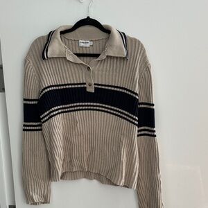 NA-KD Beige and Navy Striped Sweater